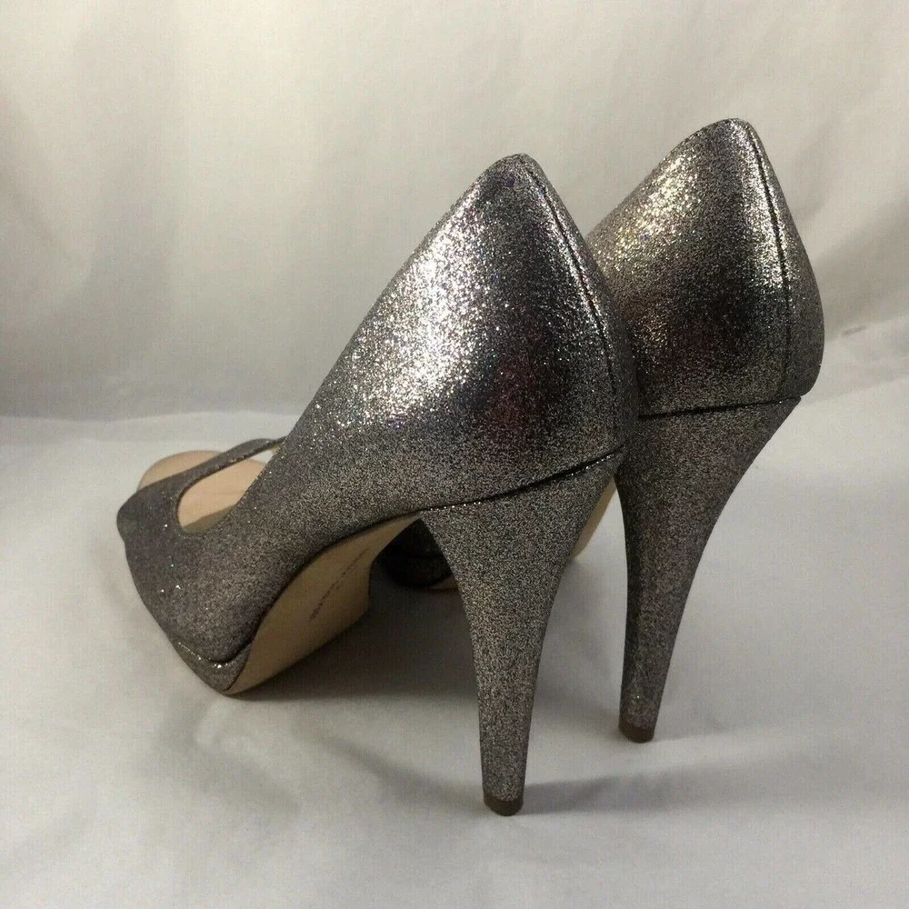 Vera Wang Lavender Label Selima Platform Pump Multi Glitter 9 Peep Toe O…